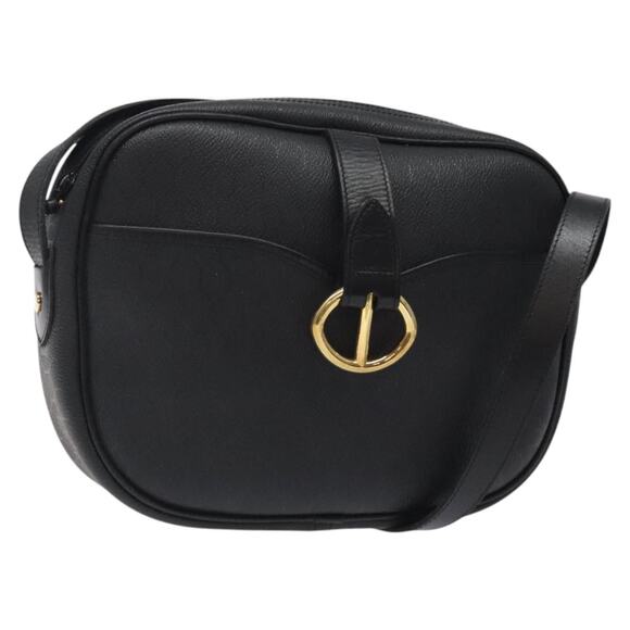 DIOR Honeycomb Canvas Shoulder Bag Pvc Leather Black Gold - Picture 1 of 12